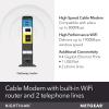 imageNETGEAR Nighthawk Cable Modem WiFi Router Combo with Voice C7100V  Supports Xfinity Cable ampamp Voice Plans Up to 600Mbps 2 Phone Lines AC1900 WiFi Speed DOCSIS 30