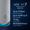imageNETGEAR Orbi 970 Series QuadBand WiFi 7 Mesh Network System RBE973S Router  2 Satellite Extenders Security Features Up to 27Gbps Covers Up to 10000 sq ft 200 Devices 10 Gig Internet PortWiFi 7