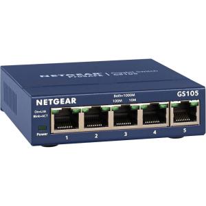 imageNETGEAR 5Port Gigabit Ethernet Easy Smart Managed Switch GS105Ev2  Managed Desktop or Wall Mount and Limited Lifetime ProtectionUnmanaged