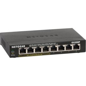 imageNETGEAR 8Port Gigabit Ethernet PoE Network Switch Hub Internet Splitter GS308P  with 4 x PoE  55W Desktop Sturdy Metal Fanless Housing