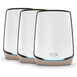 imageNETGEAR Orbi TriBand WiFi 6 Mesh Network System RBK863S  Router  2 Satellite Extenders Security Features Up to 6Gbps Up to 8000 sqft 100 Devices 10 Gig Internet Port Armor Subscription