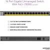 imageNETGEAR 16Port Gigabit Ethernet Unmanaged PoE Switch GS116PP  with 16 x PoE  183W DesktopRackmount and ProSAFE Limited Lifetime Protection Renewed16 port  16xPoE 183W