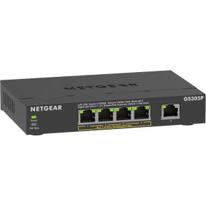 imageNETGEAR 5Port Gigabit Ethernet Unmanaged PoE Switch GS305P  with 4 x PoE  63W Desktop or Wall Mount Renewed