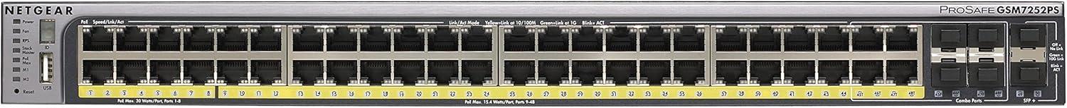 imageNetGear ProSafe GSM7252PS 48Port GB Smart Stackable Ethernet PoE Switch Renewed52 puertos apilable