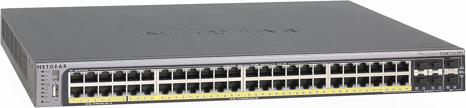 imageNetGear ProSafe GSM7252PS 48Port GB Smart Stackable Ethernet PoE Switch Renewed52 puertos apilable