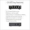 imageNETGEAR GS305 5 Port Gigabit Ethernet Network Switch Ethernet Splitter Hub Desktop Sturdy Metal Fanless Plug and Play5 Port