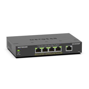 imageNETGEAR 5Port Gigabit Ethernet Unmanaged PoE Switch GS305P  with 4 x PoE  63W Desktop or Wall Mount RenewedPlus