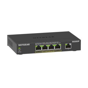 imageNETGEAR 5Port Gigabit Ethernet Unmanaged PoE Switch GS305P  with 4 x PoE  63W Desktop or Wall Mount RenewedUnmanaged